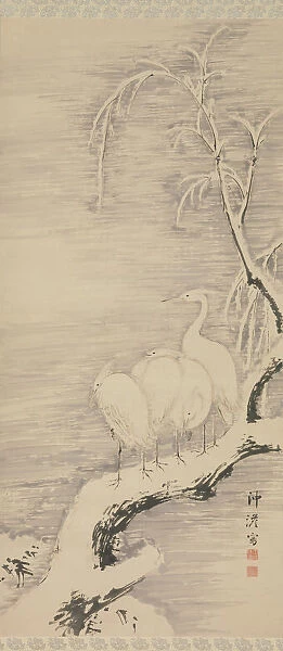 Herons in the Snow, ca. 1840. Creator: Nakabayashi Chikuto