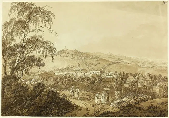 Framed Print : Herrenhut in Saxony, 1754 / 1816. Creator: Adrian Zingg Framed Print : Herrenhut in Saxony, 1754 / 1816. Creator: Adrian Zingg