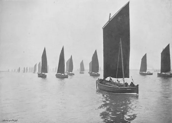 Framed Print : Herring Boats Off the Tyne, c1896. Artist: M Aunty Framed Print : Herring Boats Off the Tyne, c1896. Artist: M Aunty