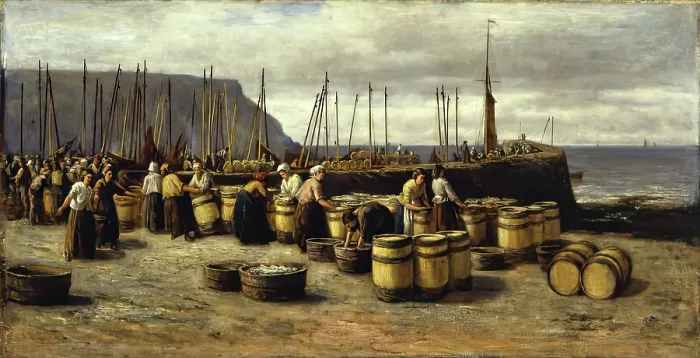 Framed Print : The Herring Harvest, c1873. Creator: Archibald David Reid Framed Print : The Herring Harvest, c1873. Creator: Archibald David Reid