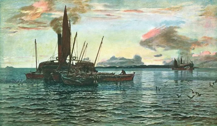 Framed Print : The Herring Market at Sea (on Loch Fyne, Argyll), 1884, (c1902). Creator: Unknown Framed Print : The Herring Market at Sea (on Loch Fyne, Argyll), 1884, (c1902). Creator: Unknown