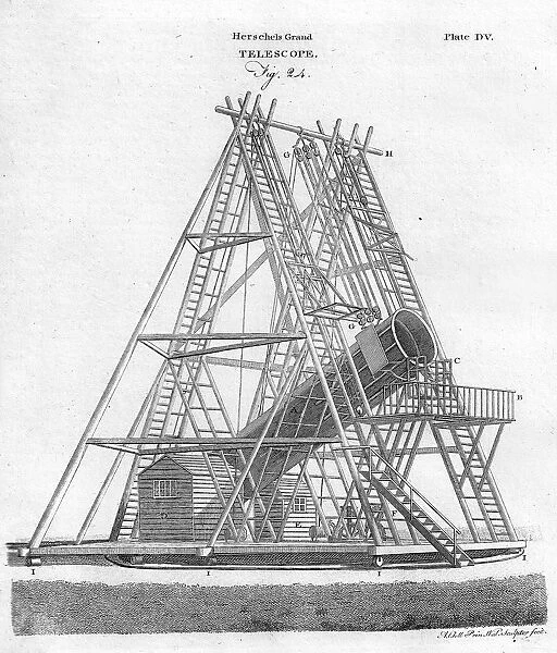 Herschels Grand Telescope, (Fig. 24), pub. 1797. Creator: English School (18th Century)