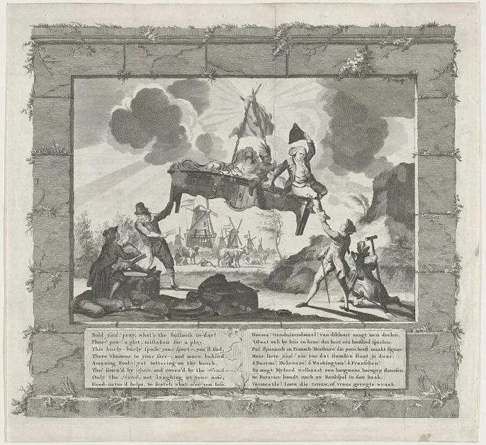 Framed Print : Het Tegenwoordig Veward Europa [Europe in Her Present Disordered State], ca. 1780. Creator: Anon