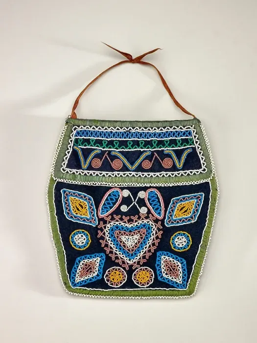 Framed Print : Hexagonal Beaded Pouch With Heart Design, 1870-1910. Creator: Unknown Framed Print : Hexagonal Beaded Pouch With Heart Design, 1870-1910. Creator: Unknown