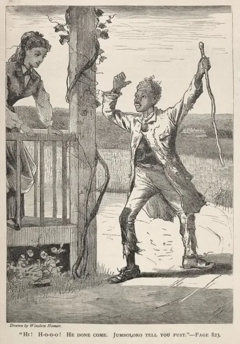 Framed Print : Hi! H-O-O-O! He Done Come. Jumboloro Tell You First. 1869. Creator: Winslow Homer Framed Print : Hi! H-O-O-O! He Done Come. Jumboloro Tell You First. 1869. Creator: Winslow Homer