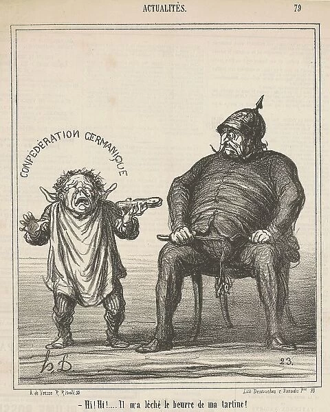 Hi! hi!... Il m'a léché le beurre de ma tartine, 19th century. Creator: Honore Daumier