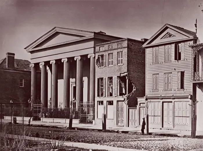Framed Print : Hibernian Hall, Charleston, ca. 1864. Creator: George N. Barnard Framed Print : Hibernian Hall, Charleston, ca. 1864. Creator: George N. Barnard