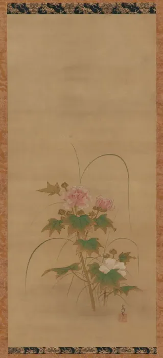 Framed Print : Hibiscus (part of a set), Edo period, mid 17th-early 18th century. Creator: Kano Yoboku Tsunenobu Framed Print : Hibiscus (part of a set), Edo period, mid 17th-early 18th century. Creator: Kano Yoboku Tsunenobu