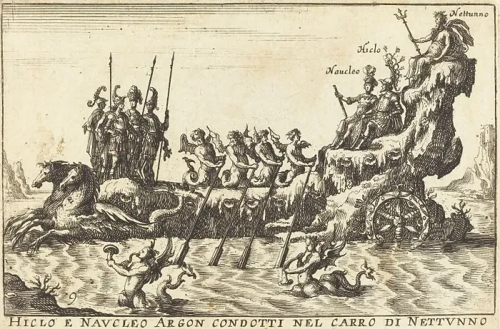 Framed Print : Hiclo e Naucleo Argon condotti nel carro di Nettuno. Creator: Balthasar Moncornet Framed Print : Hiclo e Naucleo Argon condotti nel carro di Nettuno. Creator: Balthasar Moncornet
