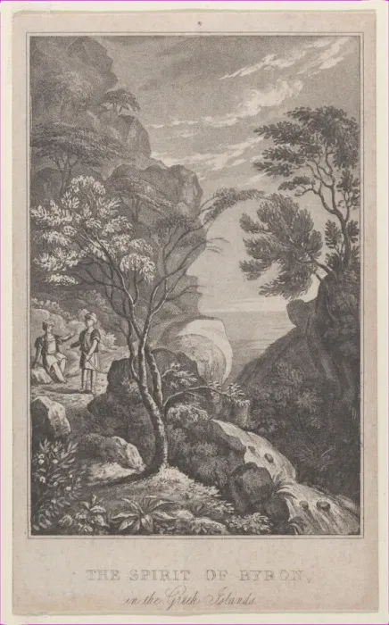 Framed Print : Hidden silhouette: the spirit of Byron in the Greek Isles, ca. 1825. Creator: Henry Burn Framed Print : Hidden silhouette: the spirit of Byron in the Greek Isles, ca. 1825. Creator: Henry Burn