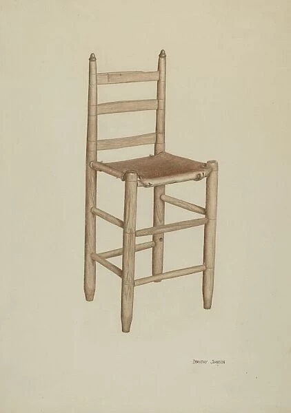 Hide-bottom High-seat Chair, c. 1939. Creator: Dorothy Johnson