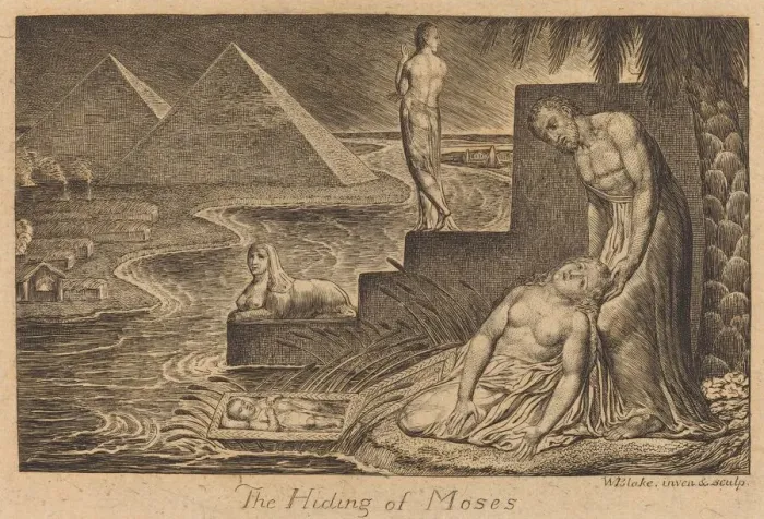 Framed Print : The Hiding of Moses, 1824. Creator: William Blake Framed Print : The Hiding of Moses, 1824. Creator: William Blake