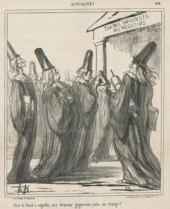 Framed Print : Hier le fusil a aiguille, eux demain... 19th century. Creator: Honore Daumier Framed Print : Hier le fusil a aiguille, eux demain... 19th century. Creator: Honore Daumier