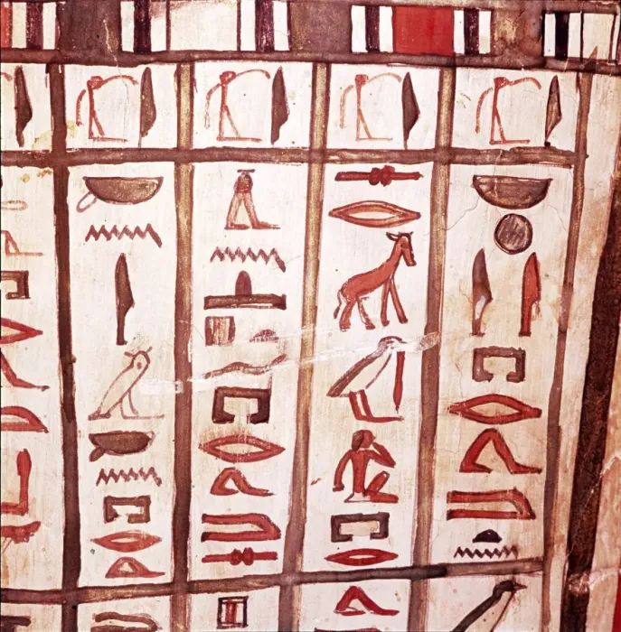 Framed Print : Hieroglyphs from wooden Mummy case of Pensenhor, from Thebes, c900 BC Framed Print : Hieroglyphs from wooden Mummy case of Pensenhor, from Thebes, c900 BC