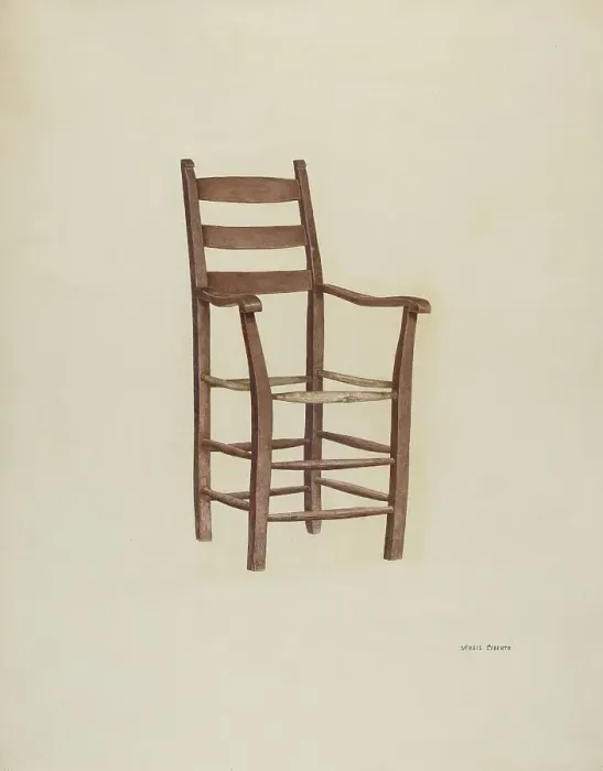 Framed Print : High Armchair, c. 1940. Creator: Virgil A. Liberto