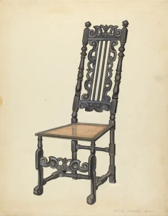Framed Print : High-Back Side Chair, c. 1937. Creator: Arthur Johnson