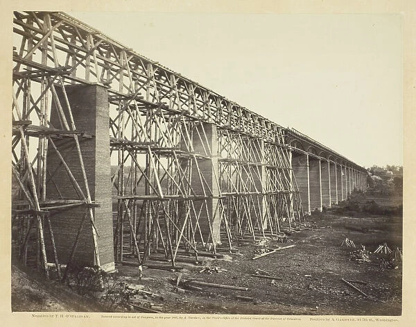 High Bridge Crossing the Appomattox, Near Farmville, 1865. Creator: Alexander Gardner