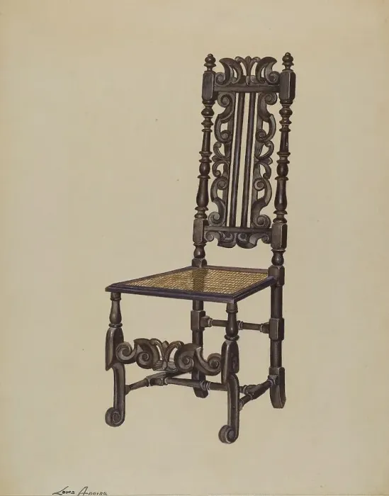 Framed Print : High Back Side Chair, 1937. Creator: Louis Annino Framed Print : High Back Side Chair, 1937. Creator: Louis Annino