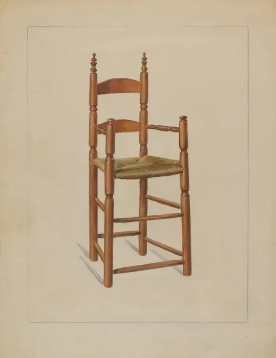 Framed Print : High Chair, c. 1936. Creator: Elizabeth Curtis Framed Print : High Chair, c. 1936. Creator: Elizabeth Curtis