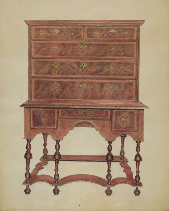 Framed Print : High Chest of Drawers, c. 1936. Creator: Carl Weiss Framed Print : High Chest of Drawers, c. 1936. Creator: Carl Weiss