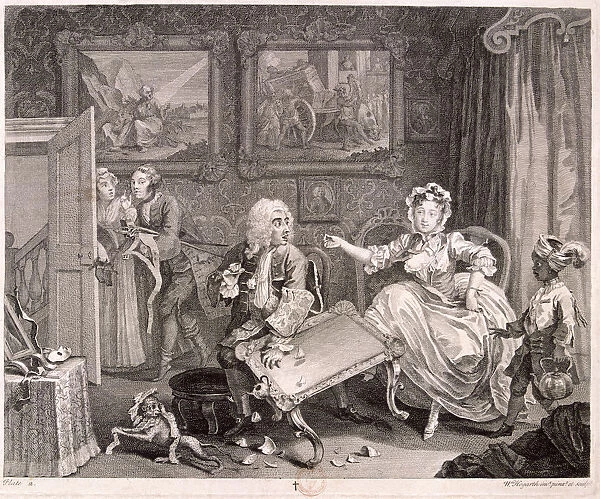 In high keeping by a Jew, plate II of The Harlots Progress, 1732