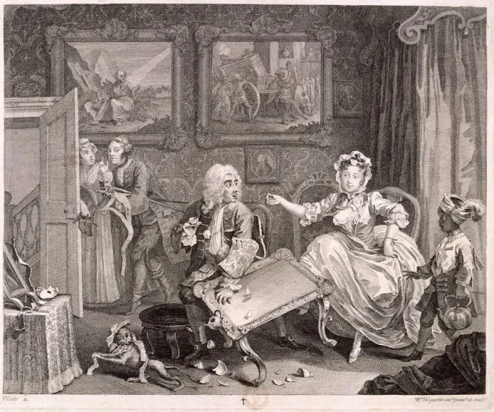 Framed Print : In high keeping by a Jew, plate II of The Harlots Progress, 1732 Framed Print : In high keeping by a Jew, plate II of The Harlots Progress, 1732