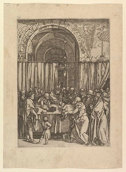 High priest refusing sacrificial lamb from Joachim, after Dürer, ca. 1500-1534