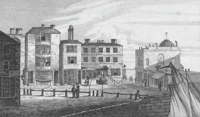 Framed Print : High Street & Garners Library from Marine Parade, 1820. Artist: John Shury Framed Print : High Street & Garners Library from Marine Parade, 1820. Artist: John Shury