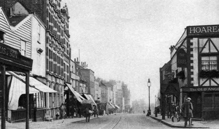 Framed Print : The High Street, Highgate Village, London, 1926-1927. Artist: McLeish Framed Print : The High Street, Highgate Village, London, 1926-1927. Artist: McLeish