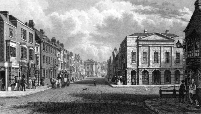 Framed Print : The High Street, Newport, Isle of Wight, 1844. Artist: Philip Brannon Framed Print : The High Street, Newport, Isle of Wight, 1844. Artist: Philip Brannon