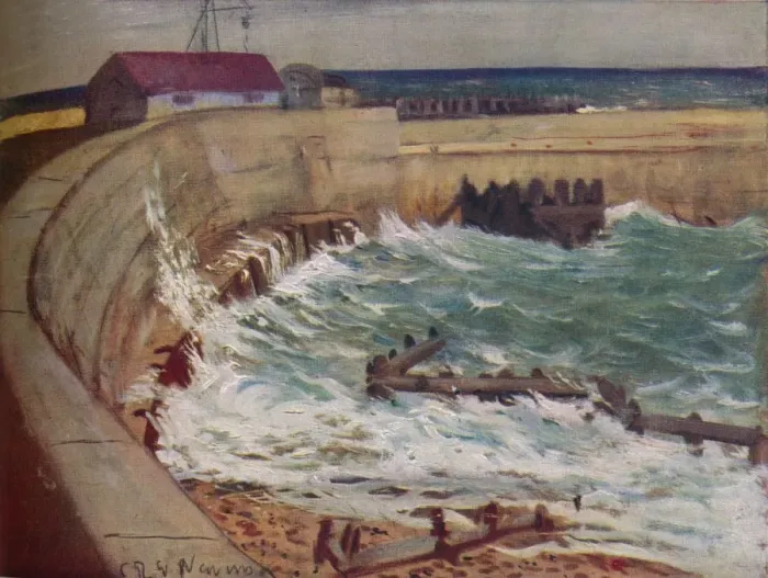 Framed Print : High Tide, West Bay, c1930. Artist: CRW Nevinson Framed Print : High Tide, West Bay, c1930. Artist: CRW Nevinson