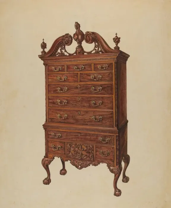 Framed Print : Highboy, c. 1938. Creator: Elisabeth Fulda Framed Print : Highboy, c. 1938. Creator: Elisabeth Fulda