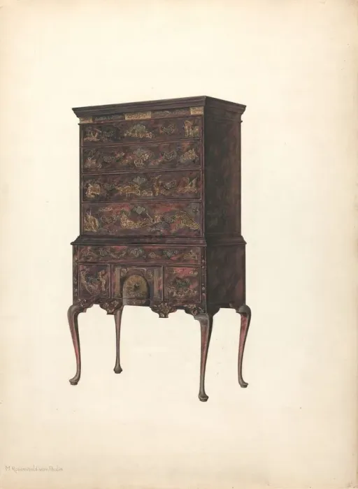 Framed Print : Highboy, c. 1940. Creator: M. Rosenshield-von-Paulin Framed Print : Highboy, c. 1940. Creator: M. Rosenshield-von-Paulin