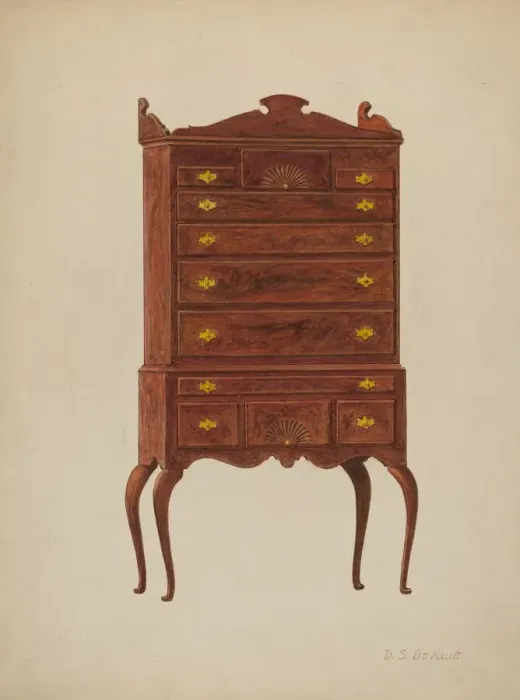 Framed Print : Highboy, c. 1941. Creator: Davids De Vault Framed Print : Highboy, c. 1941. Creator: Davids De Vault