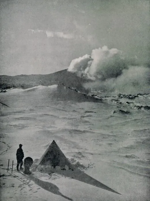 Framed Print : Highest Camp in Antarctica - Active Crater, c1912, (1913). Artist: Raymond E Priestley Framed Print : Highest Camp in Antarctica - Active Crater, c1912, (1913). Artist: Raymond E Priestley