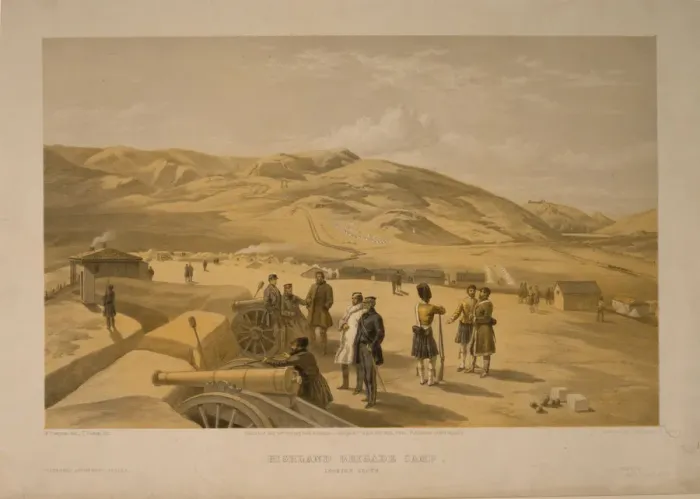 Framed Print : Highland Brigade camp, 1855. Artist: Simpson, William (1832-1898) Framed Print : Highland Brigade camp, 1855. Artist: Simpson, William (1832-1898)