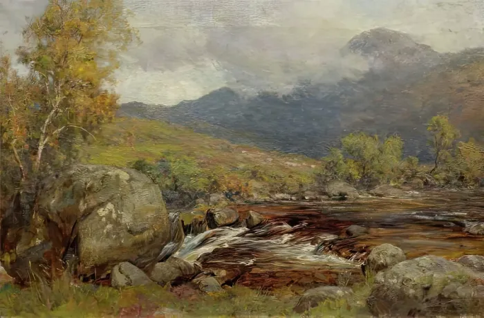 Framed Print : A Highland Burn, 1875-1899. Creator: Sir Ernest Albert Waterlow Framed Print : A Highland Burn, 1875-1899. Creator: Sir Ernest Albert Waterlow
