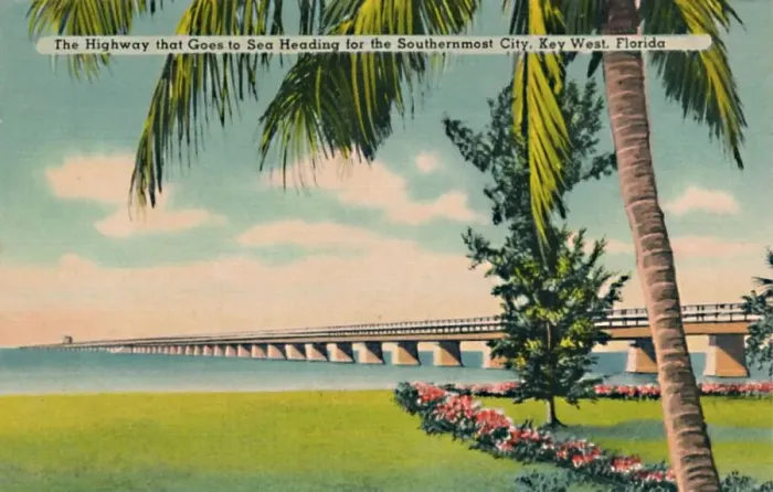 Framed Print : The Highway that Goes to Sea Heading for the Southernmost City, Key West, Florida, c1940s Framed Print : The Highway that Goes to Sea Heading for the Southernmost City, Key West, Florida, c1940s