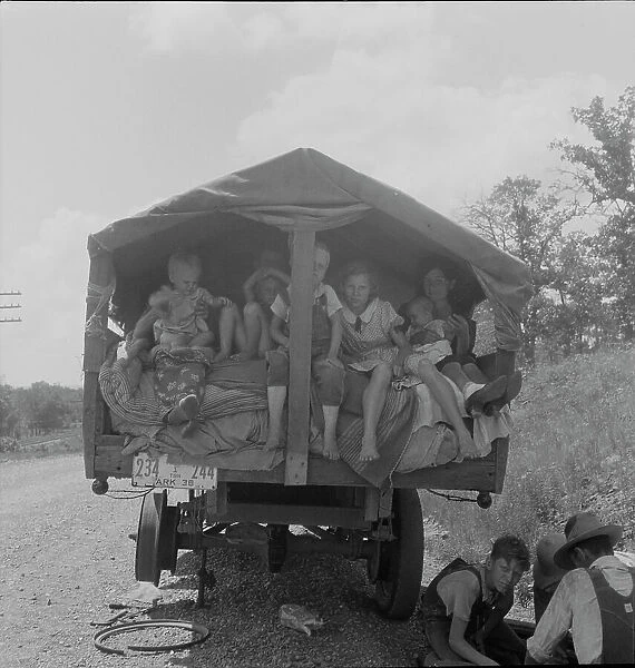 On highway no. 1 of the 'OK' state near Webbers Falls, Muskogee County, Oklahoma, 1938. Creator: Dorothea Lange. On highway no. 1 of the 'OK' state near Webbers Falls, Muskogee County, Oklahoma, 1938. Creator: Dorothea Lange
