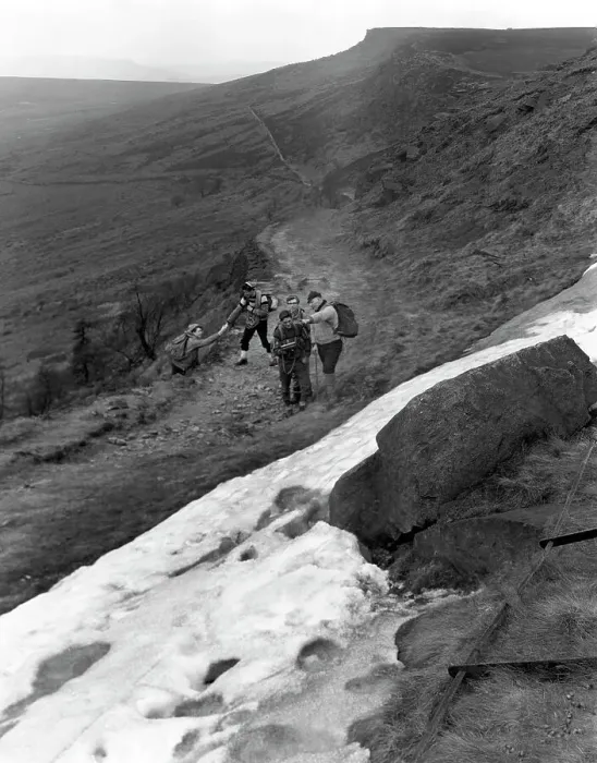 Framed Print : Hikers on Stanage Edge, Hathersage, Derbyshire, 1964. Artist: Michael Walters Framed Print : Hikers on Stanage Edge, Hathersage, Derbyshire, 1964. Artist: Michael Walters