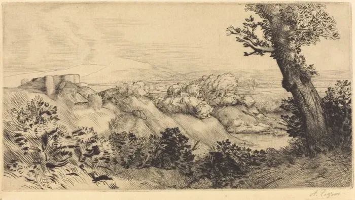 Framed Print : Top of the Hill (Le haut de la colline). Creator: Alphonse Legros Framed Print : Top of the Hill (Le haut de la colline). Creator: Alphonse Legros