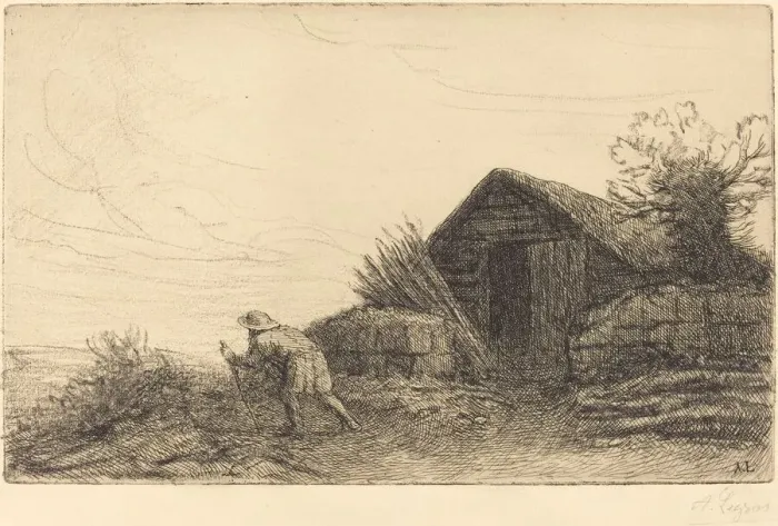 Framed Print : Along the Top of the Hill (Sur le haut de la colline). Creator: Alphonse Legros Framed Print : Along the Top of the Hill (Sur le haut de la colline). Creator: Alphonse Legros