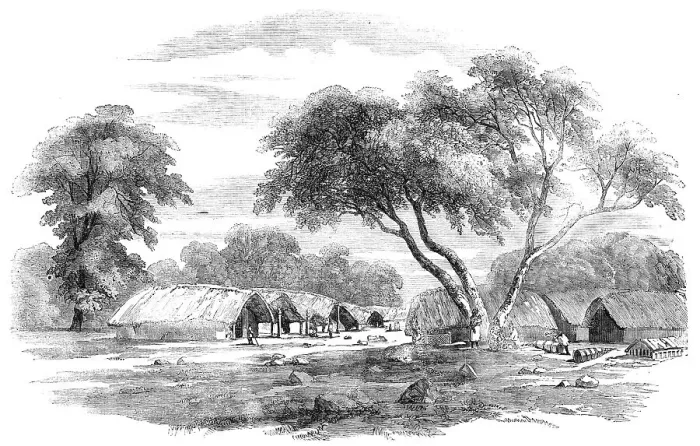 Framed Print : Hill Village in the Santhal Country, 1856. Creator: Unknown Framed Print : Hill Village in the Santhal Country, 1856. Creator: Unknown