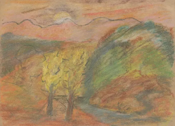 Framed Print : Hillside landscape, 1935-1944. Creator: Arnold Peter Weisz-Kubincan Framed Print : Hillside landscape, 1935-1944. Creator: Arnold Peter Weisz-Kubincan