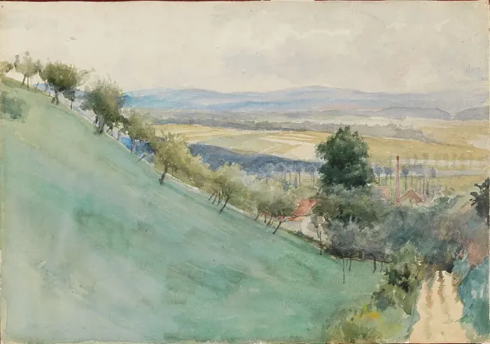 Framed Print : The hillside from Montbéliard, 1888. Creator: Albert Edelfelt Framed Print : The hillside from Montbéliard, 1888. Creator: Albert Edelfelt