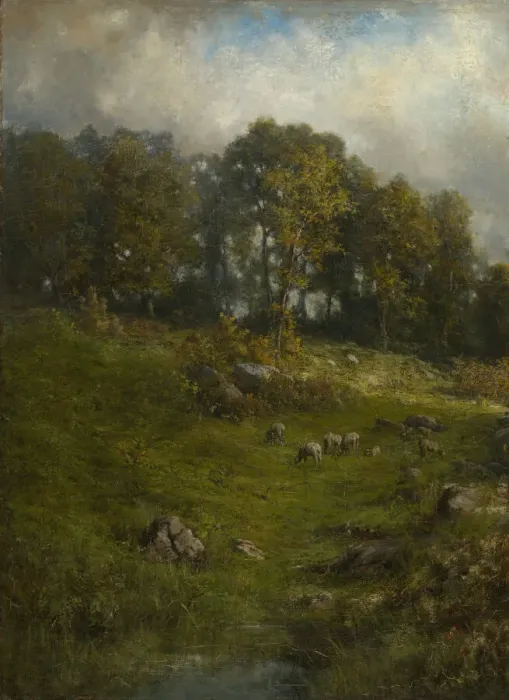 Framed Print : A Hillside Pasture, late 19th-early 20th century. Creator: Robert Crannell Minor Framed Print : A Hillside Pasture, late 19th-early 20th century. Creator: Robert Crannell Minor