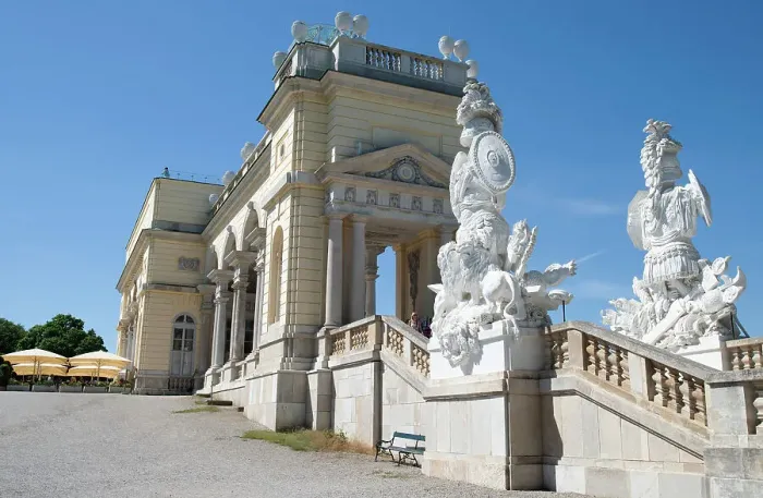 Framed Print : Hilltop triumphal arch and café overlooking the Palace of Schonbrunn, Vienna, Austria, 2022. Creator: Ethel Davies Framed Print : Hilltop triumphal arch and café overlooking the Palace of Schonbrunn, Vienna, Austria, 2022. Creator: Ethel Davies