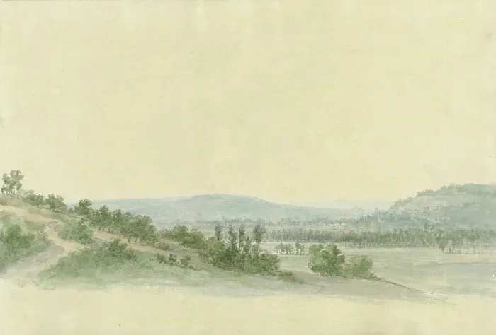Framed Print : Hilly landscape, 1786-1857. Creator: Abraham Teerlink Framed Print : Hilly landscape, 1786-1857. Creator: Abraham Teerlink