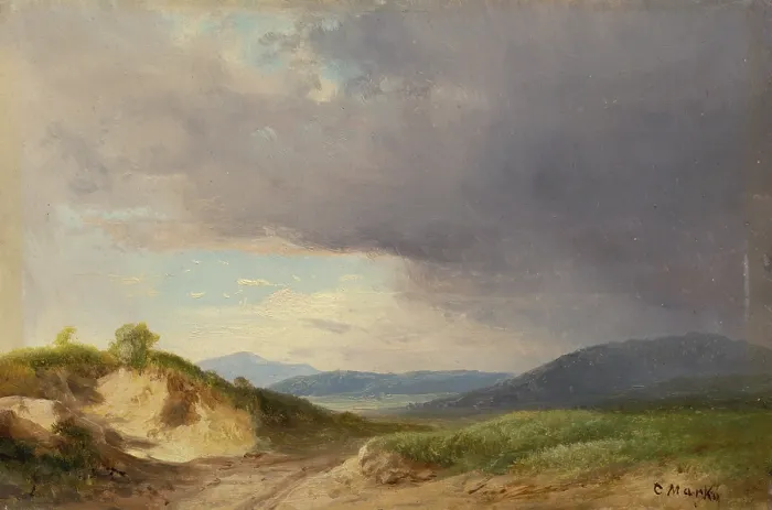 Framed Print : Hilly landscape with cloudy skies, 1840-1860. Creator: Karol Marko Framed Print : Hilly landscape with cloudy skies, 1840-1860. Creator: Karol Marko