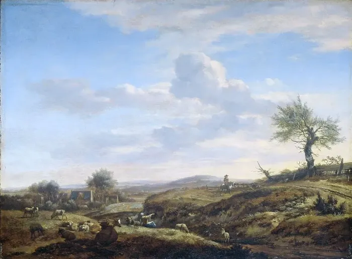 Framed Print : Hilly Landscape with a High Road, 1660-1672. Creator: Adriaen van de Velde Framed Print : Hilly Landscape with a High Road, 1660-1672. Creator: Adriaen van de Velde